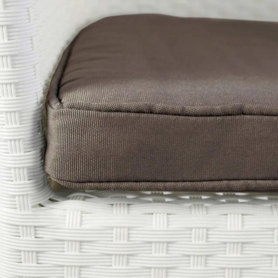 Stackable Chair in Aluminum Covered in White Wicker - Bruma Viadurini