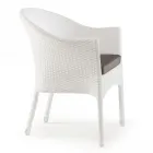 Stackable Chair in Aluminum Covered in White Wicker - Bruma Viadurini