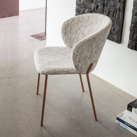 Metal armchair and Neve Cashmere seat Made in Italy - Ivy Viadurini