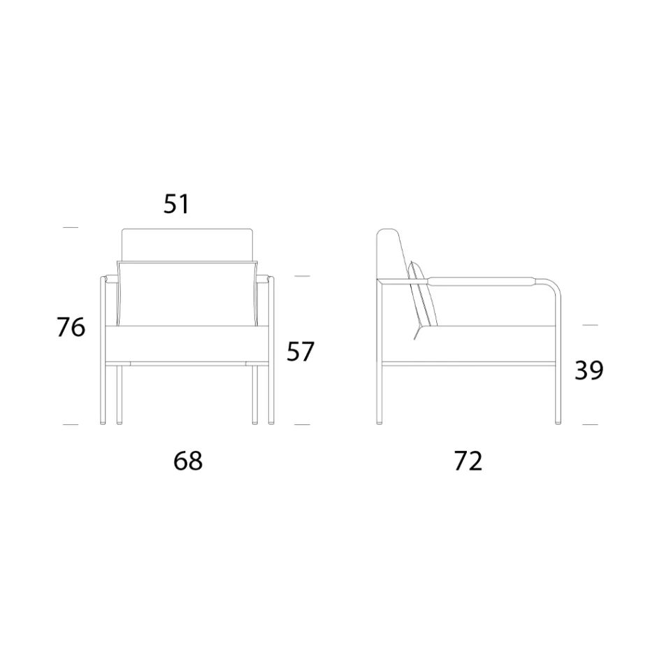 Metal armchair and eco-leather seat Made in Italy - Mint Viadurini