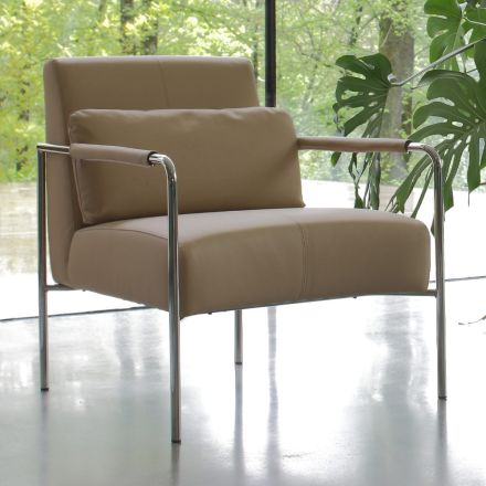 Metal armchair and eco-leather seat Made in Italy - Mint Viadurini