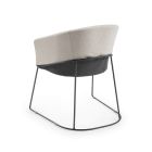 Armchair in two-tone ivory and anthracite fabric made in Italy - glass Viadurini
