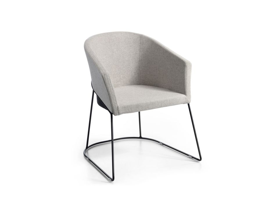 Armchair in two-tone ivory and anthracite fabric made in Italy - glass Viadurini