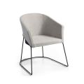 Armchair in two-tone ivory and anthracite fabric made in Italy - glass