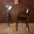Modern armchair of modern design in metal and wood 4 pieces - Elmas