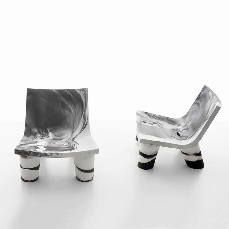 Lounge chair black and white Slide Low Lita Anniversary made Italy Viadurini