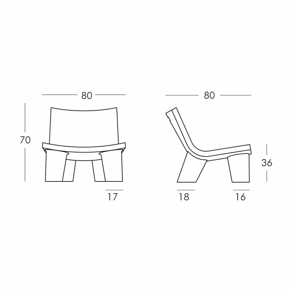 Lounge chair black and white Slide Low Lita Anniversary made Italy Viadurini