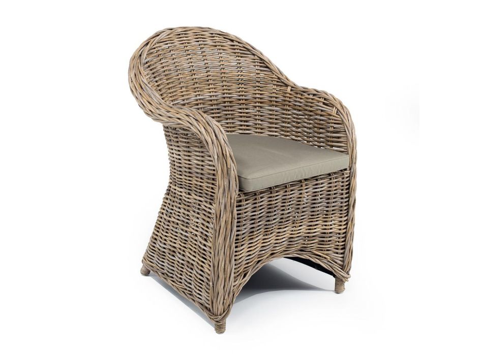 Outdoor Armchair in Kubù with Seat Cushion - Nazgul Viadurini