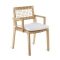 Outdoor Armchair in Teak and WaProLace Made in Italy with Cushion - Oracle