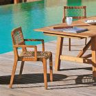 Outdoor Armchair in Teak and WaProLace Made in Italy with Cushion - Oracle Viadurini