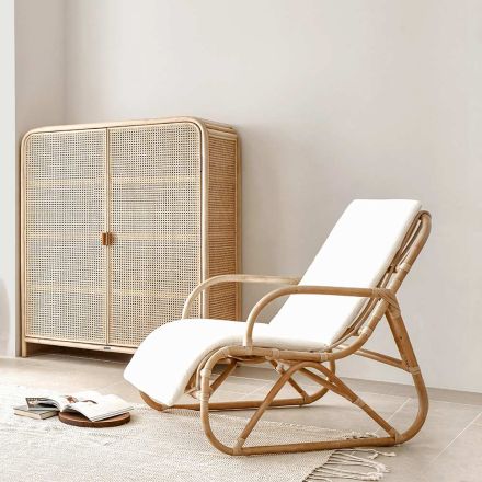Armchair for Indoor and Outdoor Environments in Rattan and Cotton Cushion - Jouer Viadurini