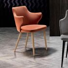 Designer Dining Room Armchair in Colored Fabric and Ash - Duchess Viadurini