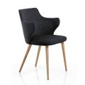 Designer Dining Room Armchair in Colored Fabric and Ash - Duchess