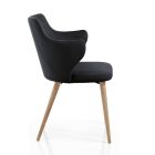 Designer Dining Room Armchair in Colored Fabric and Ash - Duchess Viadurini