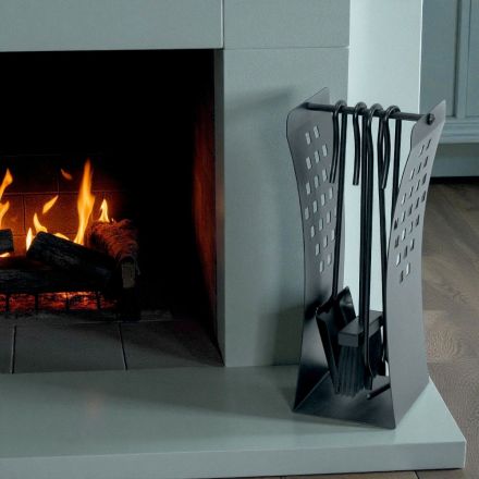 Tool holder with modern lines in metal and 4 tools made in Italy - Maiko Viadurini