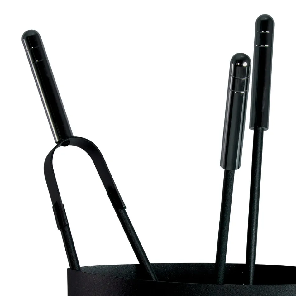 Metal Fireplace Tool Holder with 4 Accessories Made in Italy - Canarino Viadurini