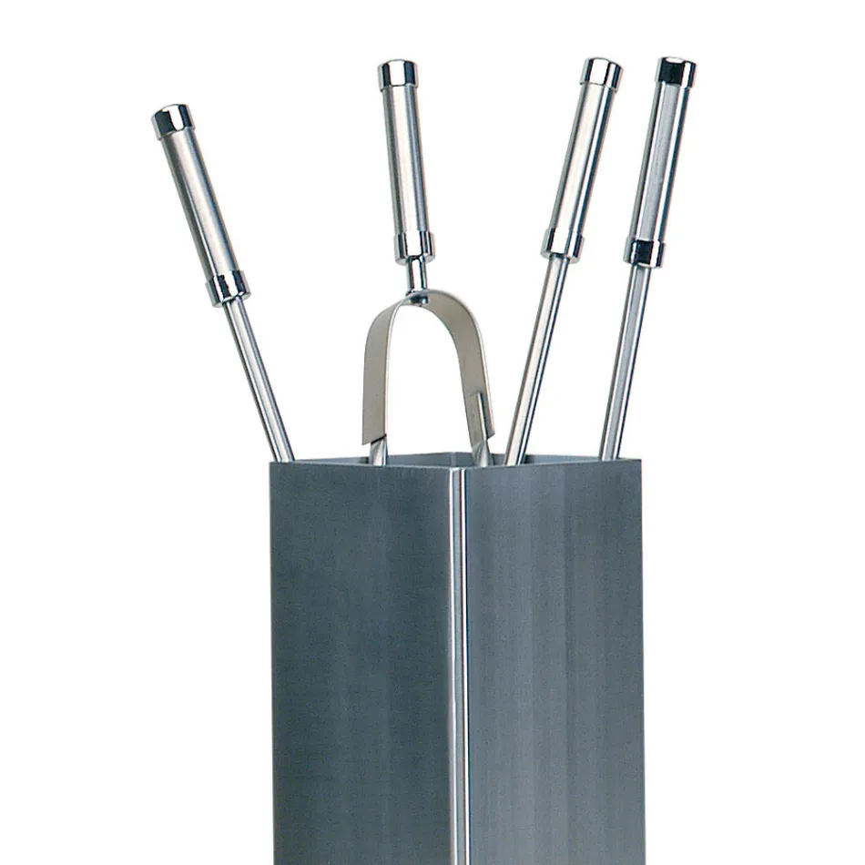 Square Tool Holder in Stainless Steel and 4 Accessories Made in Italy - Iena Viadurini