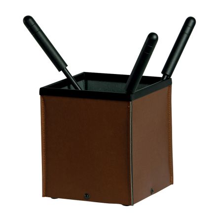 Square Tool Holder in Faux Leather with Handle and 3 Accessories Made in Italy - Peacock Viadurini