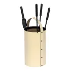 Round Tool Holder in Faux Leather with Handle and 4 Accessories Made in Italy - Pigeon Viadurini