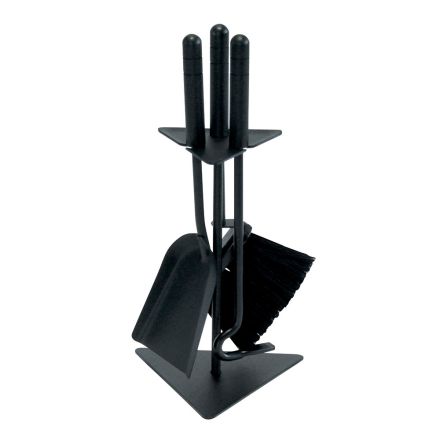Triangular Tool Holder with 3 Fireplace Tools Made in Italy - Tabu Viadurini