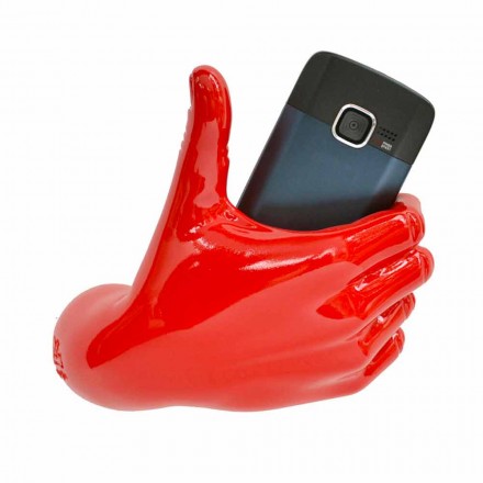 Modern Mobile Phone Holder in Hand Decorated Resin Made in Italy - Curia Viadurini