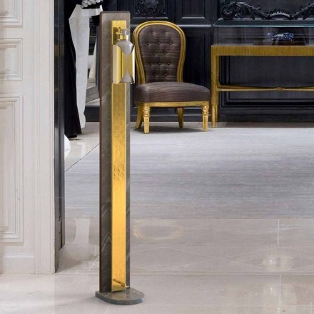 Floor Dispenser Holder on Precious Stone in Black Steel or Luxury Gold - Loriana Viadurini
