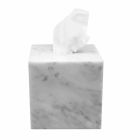 Modern Handkerchief Holder in White Carrara Marble Made in Italy - Rafa Viadurini