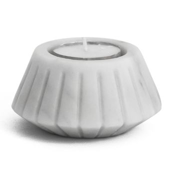 Candle Holder in Satin Marble Various Design Finishes 2 Pieces - Cirotto