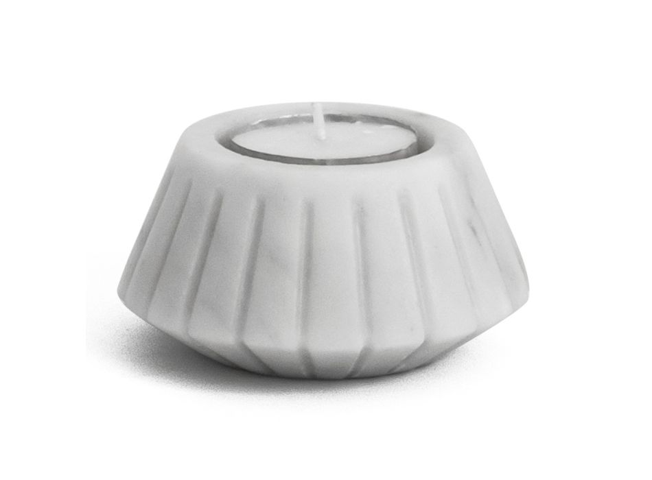 Candle Holder in Satin Marble Various Design Finishes 2 Pieces - Cirotto Viadurini