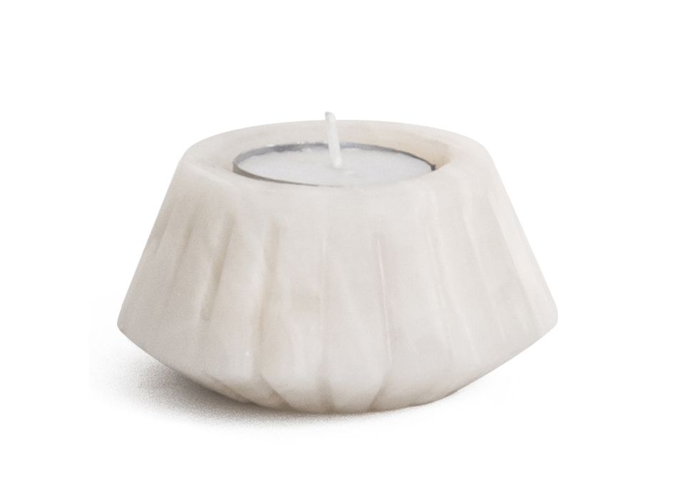 Candle Holder in Satin Marble Various Design Finishes 2 Pieces - Cirotto