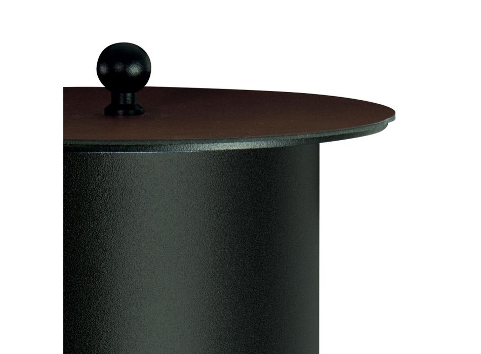 Cylindrical Pellet Holder with Lid in Different Finishes Made in Italy - Flamingo Viadurini