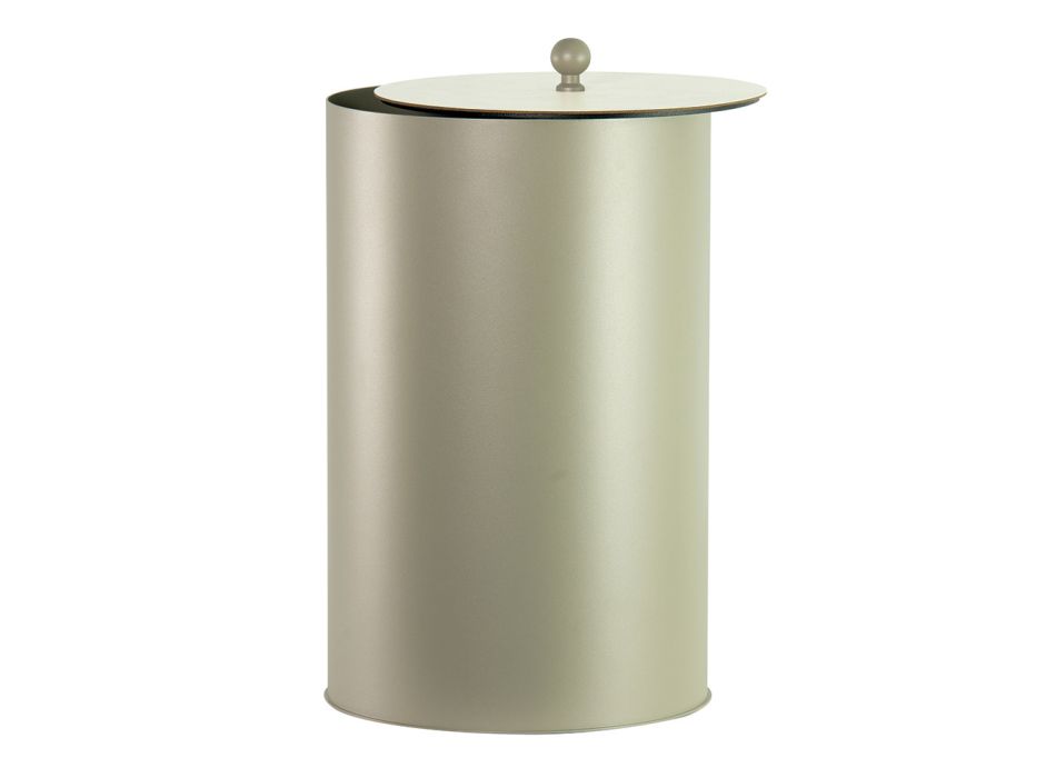 Cylindrical Pellet Holder with Lid in Different Finishes Made in Italy - Flamingo Viadurini
