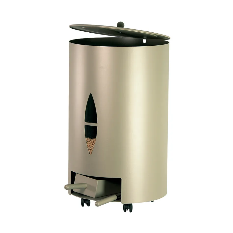 Pellet holder with lid, broom and shovel Made in Italy - Cacatua Viadurini