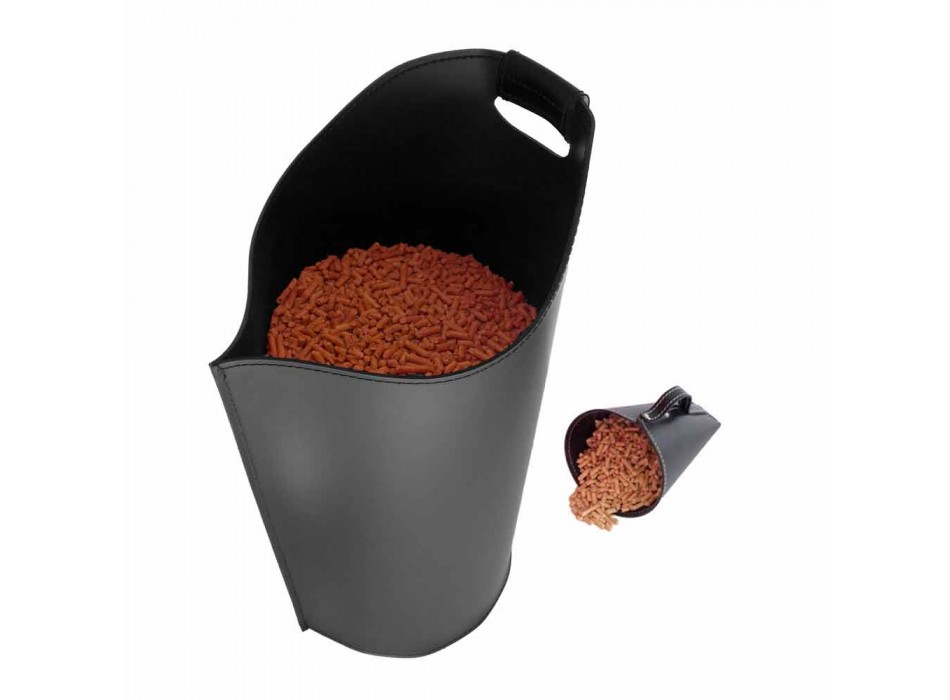 Wood pellet holder made of leather Sapir, modern design