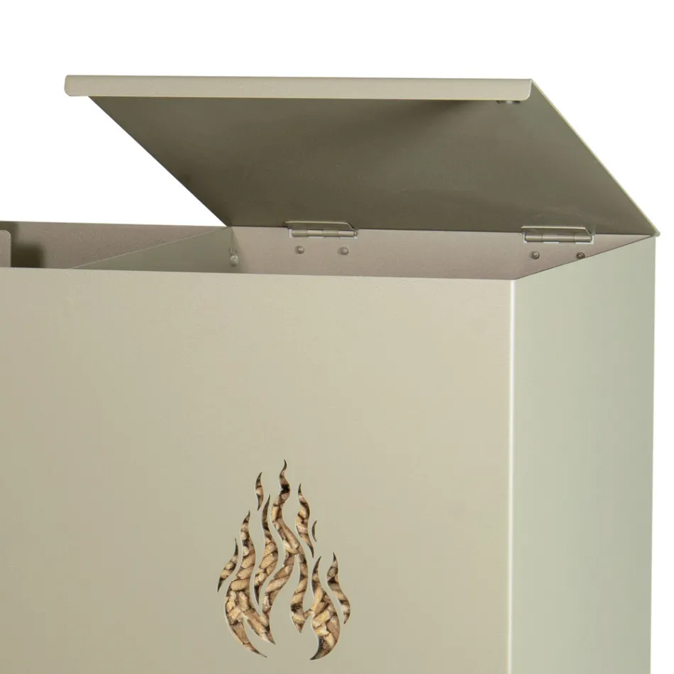 Rectangular Metal Pellet Holder with 4 Wheels Made in Italy - Aquila Viadurini