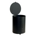 Round Pellet Holder in Black Painted Steel and Wheels Made in Italy - Airone