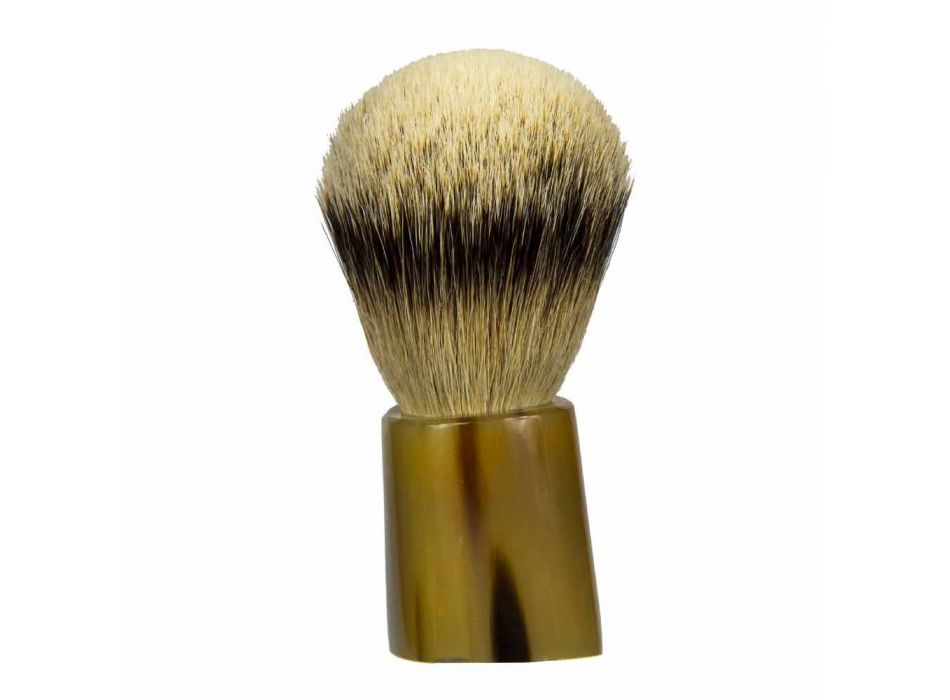 Shaving Brush Holder in Ox Horn and Steel Made in Italy - Diplo Viadurini