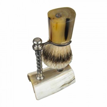 Shaving Brush Holder in Ox Horn and Steel Made in Italy - Diplo