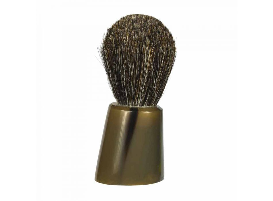 Shaving Brush Holder in Ox Horn and Steel Made in Italy - Diplo Viadurini