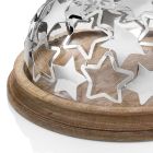 Cake Holder in Wood and Glass with Luxury Silver Metal Stars - Ilenia Viadurini