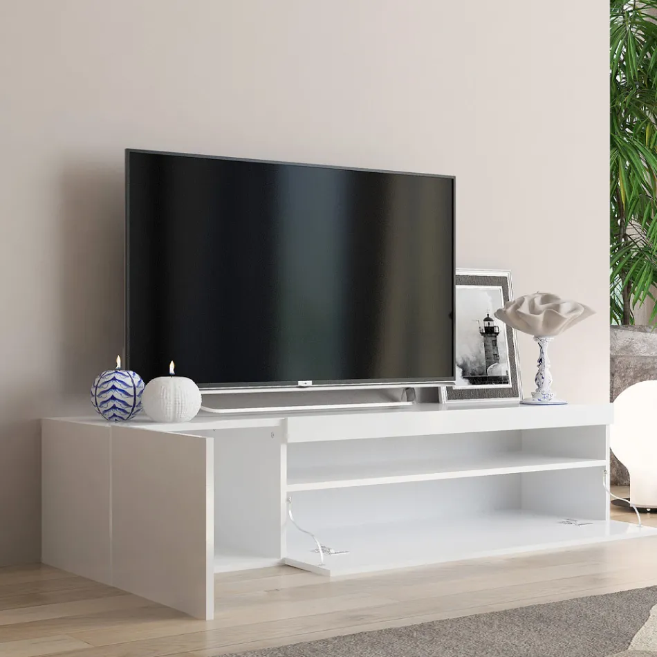 Italian Design Living Room Wooden TV Stand with Open Compartment - Suzana Viadurini