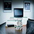 Classic TV table made of Vicenza natural stone and crystal Agape