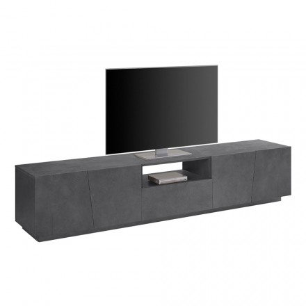TV Stand in Living Room with 4 Doors 1 Drawer and Open Wooden Compartment - Joris Viadurini