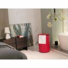 Cylindrical laundry basket in regenerated handmade leather Roby Viadurini