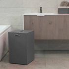 Leather laundry basket with square base David, made in Italy Viadurini