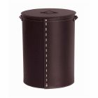Oval laundry basket in Riky regenerated leather made in Italy Viadurini