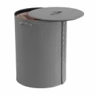 Oval laundry basket in Riky regenerated leather made in Italy Viadurini