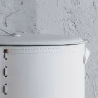 Oval laundry basket in Riky regenerated leather made in Italy Viadurini