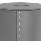 Oval laundry basket in Riky regenerated leather made in Italy Viadurini