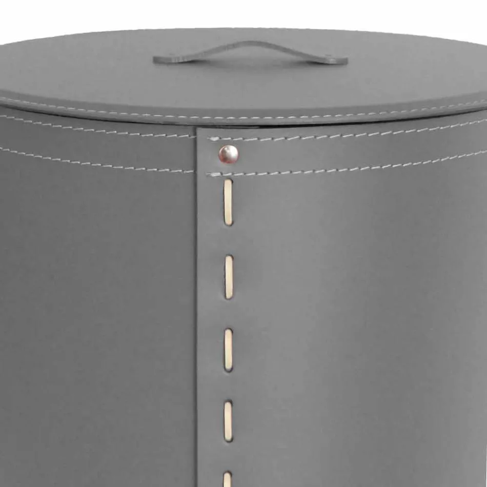 Oval laundry basket in Riky regenerated leather made in Italy Viadurini